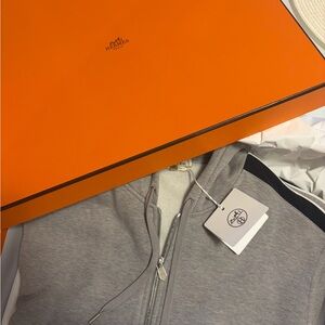 Hermes Light Gray Zip-Up Sweatshirt